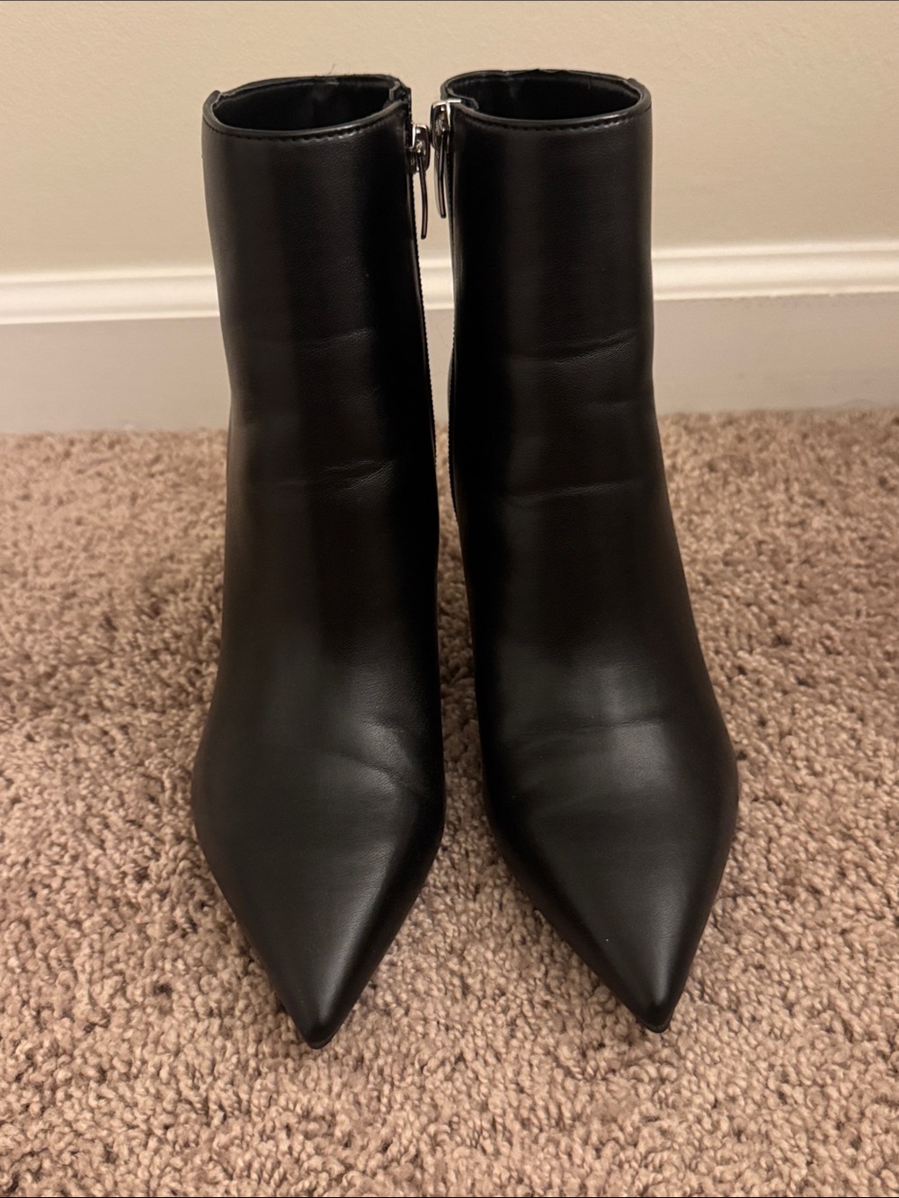 Nine West Black Pointed Toe Leather Ankle Booties